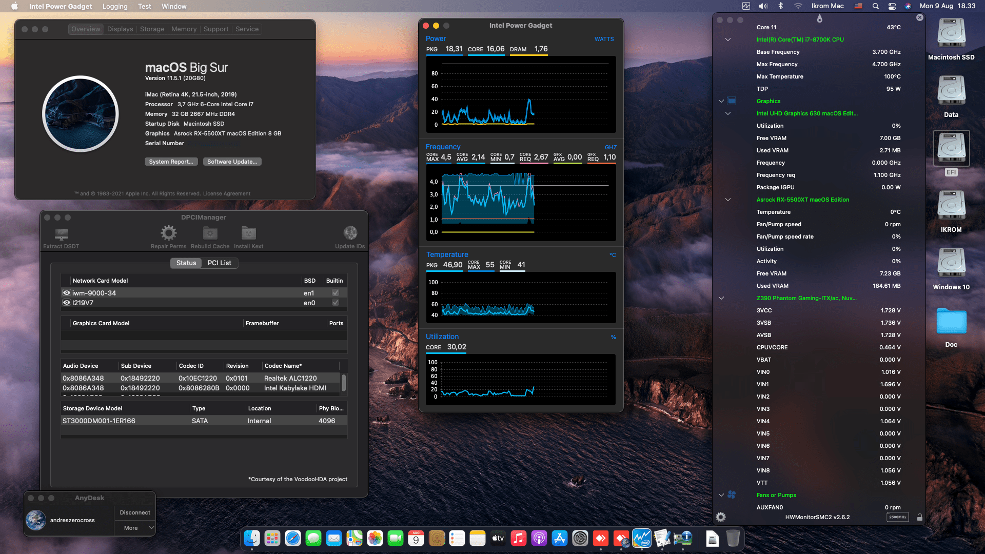 Success Hackintosh macOS Big Sur 11.5.1 Build 20G80 in Asrock Z390 Phantom Gaming-ITX/AC + Intel Core i7 8700K + Asrock RX 5500XT